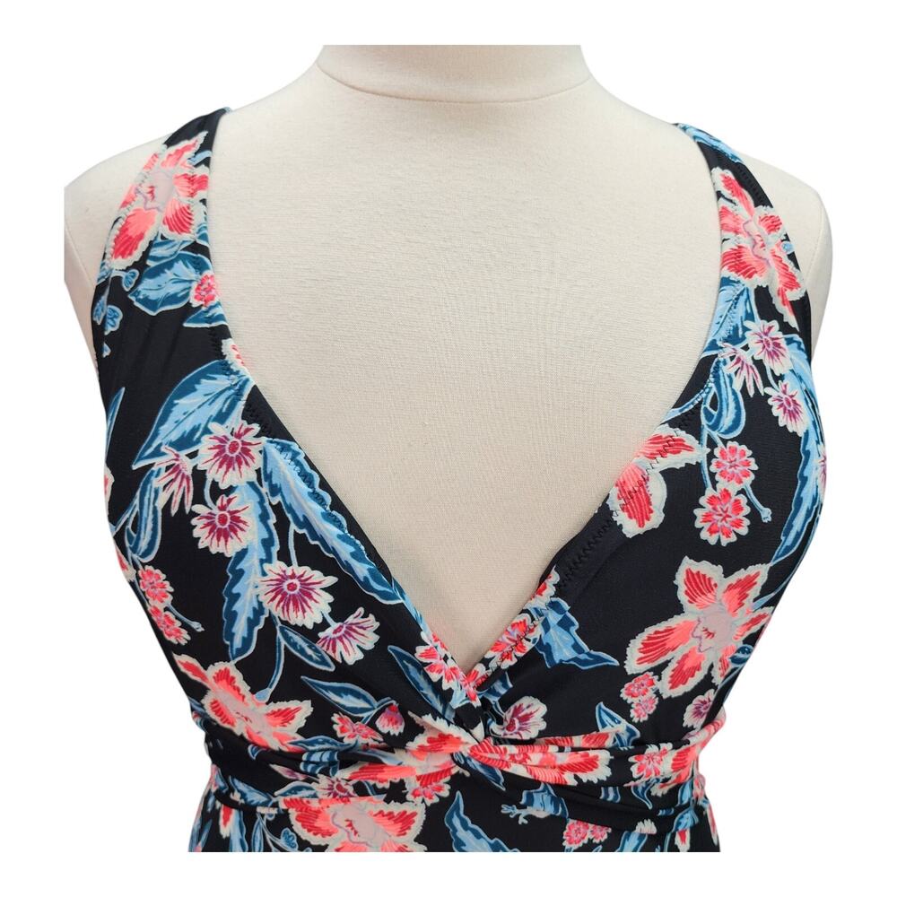 NWT Old Navy Swimsuit Womens XXL Black Neon Peach Floral One Piece Vacation Swim - Picture 2 of 14
